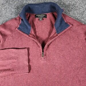 Banana‎ Republic 1/4 Zip Silk Cashmere Blend Sweater Men's XL Maroon Preppy